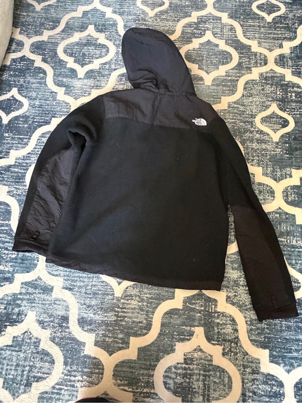 The North Face Black Hooded Fleece Jacket with Woven Chest - Picture 4 of 4
